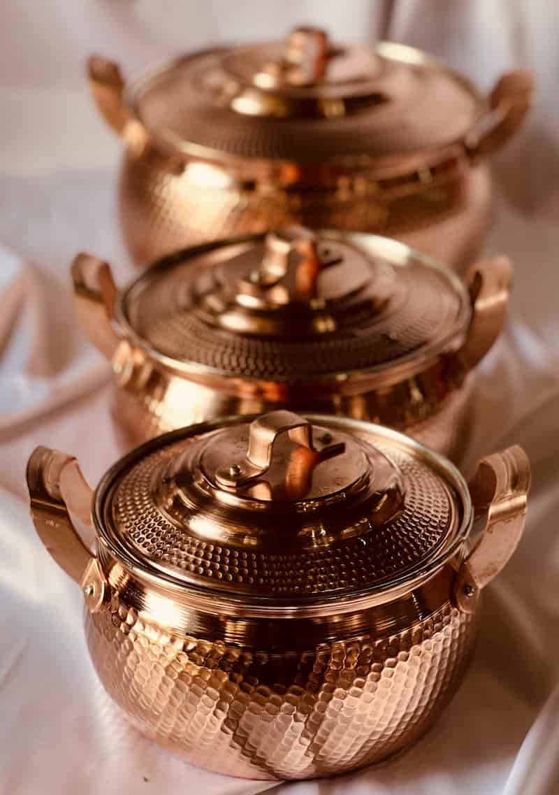قابلمه مسی چکشی با نقش چکش کاری و ساخت مستحکم